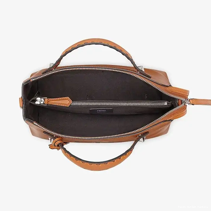 Affordable HOT Bag The Medium In By Logo Brown Way Leather Fendi Calf Boston ROMA 0327